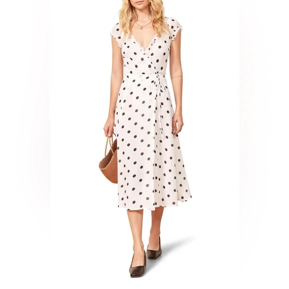 Reformation Gwenyth Polka Dot Midi Dress- XS - Picture 3 of 11